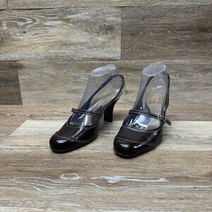 Michelle D Brown Duet 201 Style Brown Leather Slingback Heels Women's Size 7